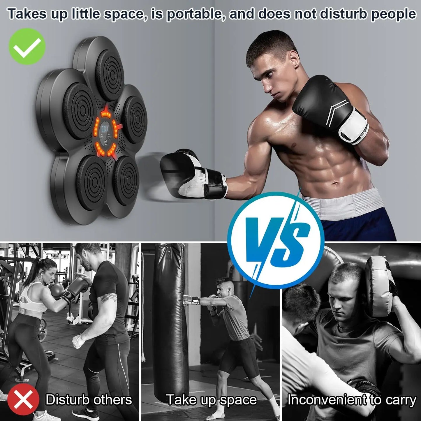 Music Boxing Smart Target Wall Mounted Kick Punching Smart Boxing Target Workout Electronic Music Boxing Machine