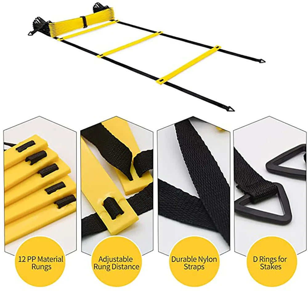 Agility Ladder Football Training Speed and Balance Training Footwork Nylon Strap Jumping Ladder Football Training Energy Ladder